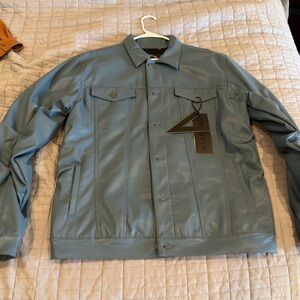 Men's Slate Blue Leather Jacket